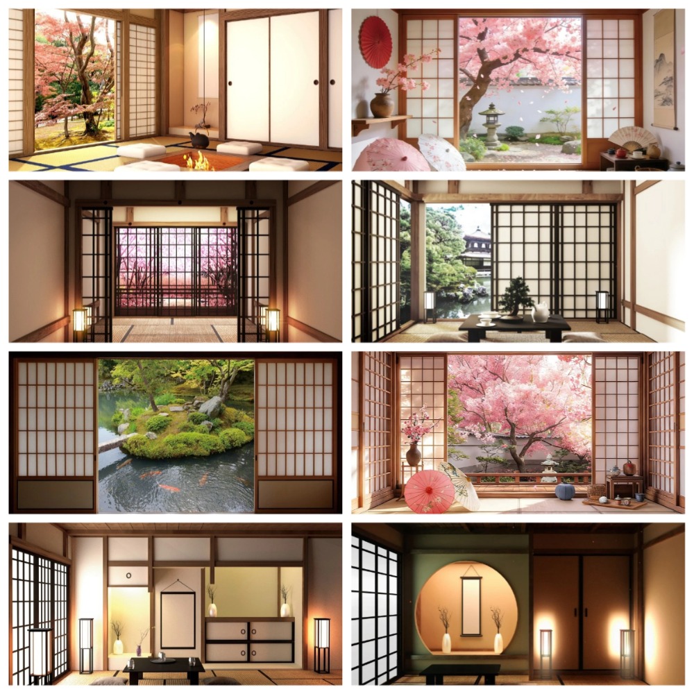 Photography Zen - 일본식 인테리어 창문 벚꽃 젠 테마