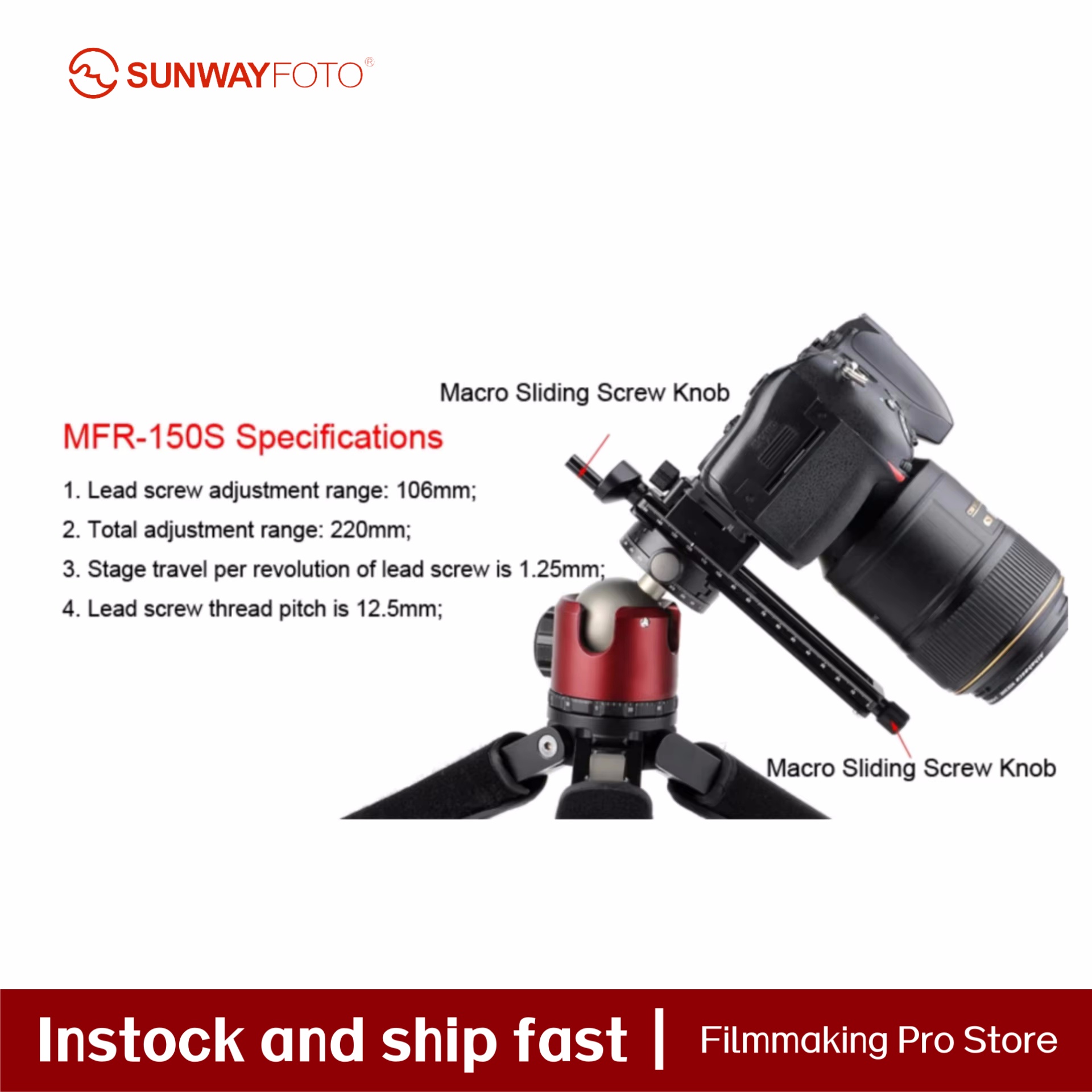 Camera Slider Rail - SUNWAYFOTO 카메라 액세서리 삼각대 헤드 매크로