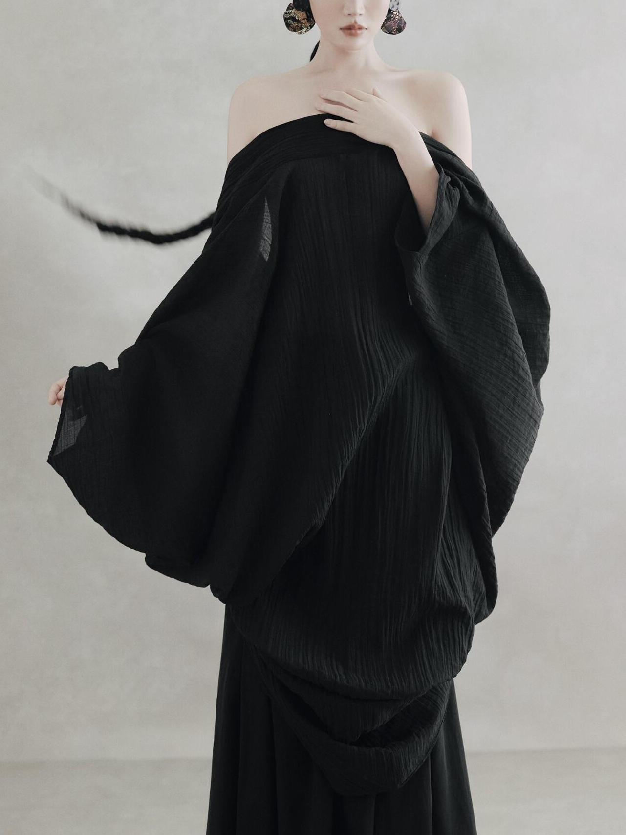 블랙 백리스 드레스 여성용 레트로 민족풍 예술 사진 스 - Photography Zen 리뷰 및 가격