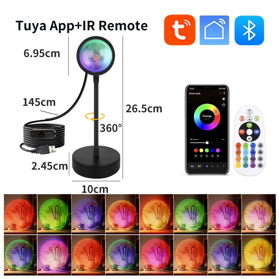 스마트 일몰 램프 Tuya USB 일몰 프로젝터 라이트 - Photography Bulb 리뷰 및 가격
