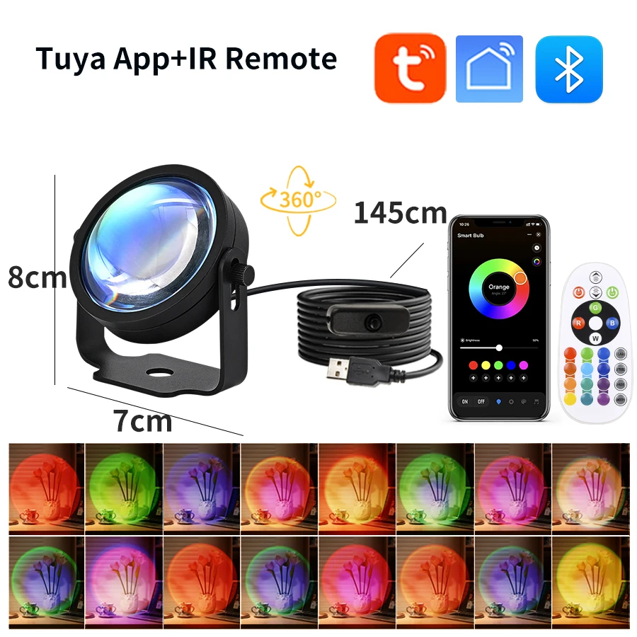 스마트 일몰 램프 Tuya USB 일몰 프로젝터 라이트 - Photography Bulb 리뷰 및 가격